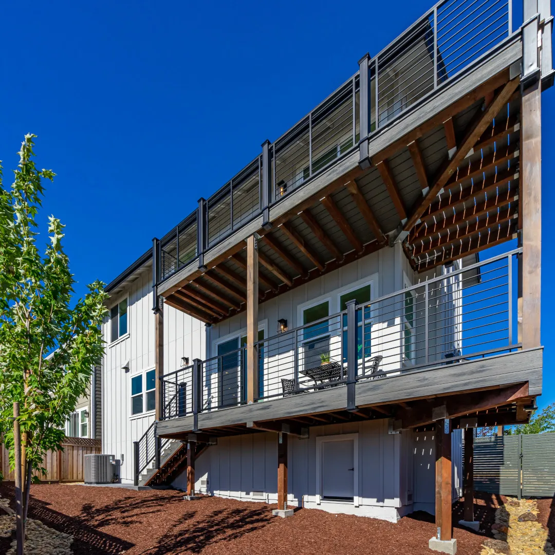 Elevated deck with cable railing, structurally engineered